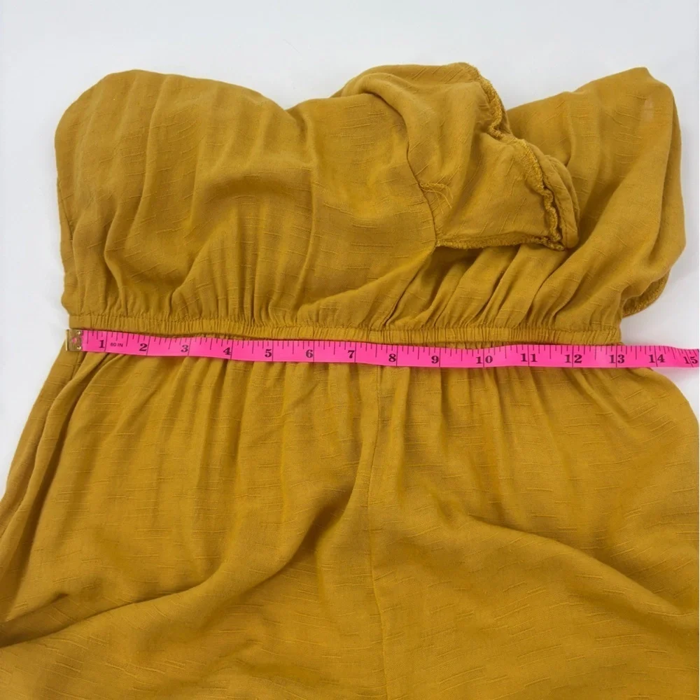 Xhileration Sleeveless Mustard Yellow V-Neck Ruffle Jumpsuit Romper Size M - Picture 9 of 13